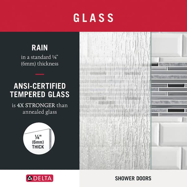 29-3/4 in. x 67-3/4 in. x 1/4 in. (6 mm) Frameless Sliding Shower Door Glass Panels in Rain (For 50-60 in. Doors)
