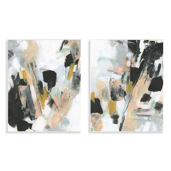 Stupell Industries Black Splatter Abstractions by June Erica Vess 2 Pieces Unframed Abstract Graphic Art Print 14 in. x 11 in.