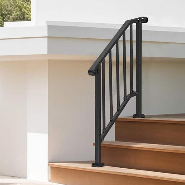 Handrails for Outdoor Steps 2-3 Step Stair Hand Rail Kit Transitional Carbon Steel Railings with Installation Kit