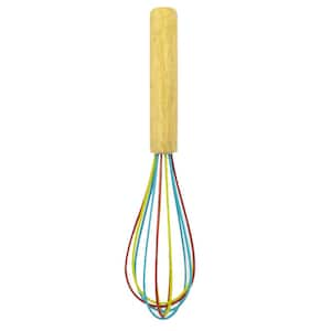 8.75 in. Silicone Tri-Color Whisk with Wooden Handle