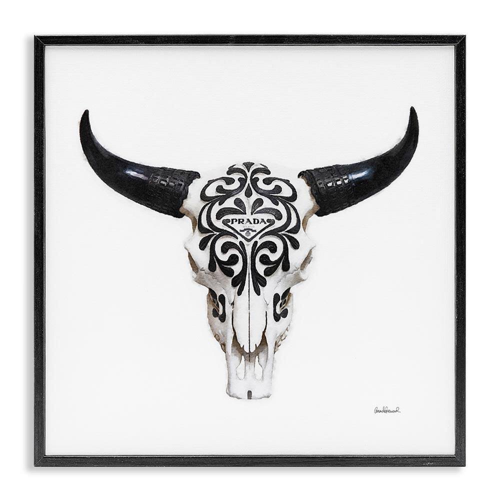 Fashion Brand Cow Skull by Amanda Greenwood Black Framed Animal Giclee Art Print 12 in. x 12 in. price history on PriceWatchPro