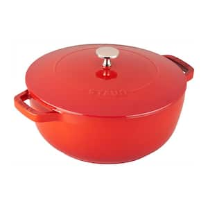 Cast Iron 3.75 qt. Round Cast Iron Dutch Oven in Cherry with Lid