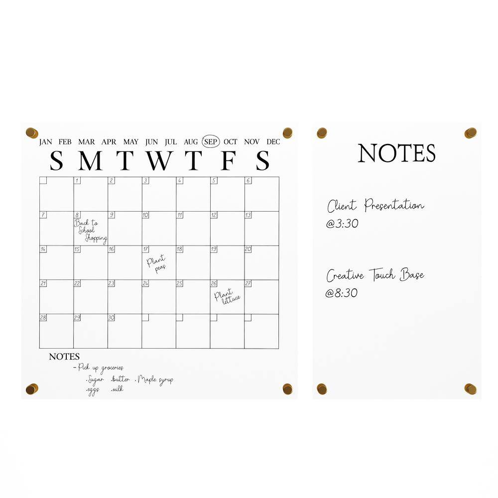 Clear Acrylic Wall Calendar and Notes Board Set with Marker