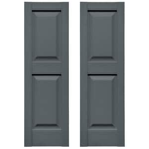 Builders Edge 14.75 in. W x 59 in. H Raised Panel Vinyl Shutters Pair in Storm Cloud