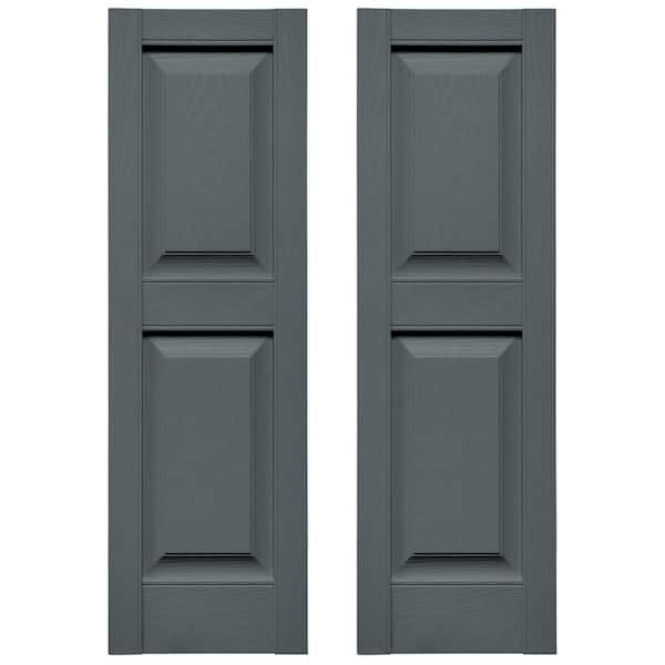 Builders Edge 14.75 in. W x 63 in. H Raised Panel Vinyl Shutters Pair in Storm Cloud