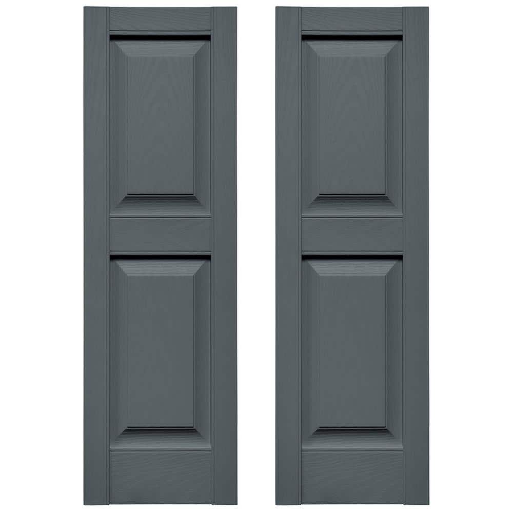 Storm Cloud Gray Raised Panel Vinyl Decorative Shutters, 12" x 35"