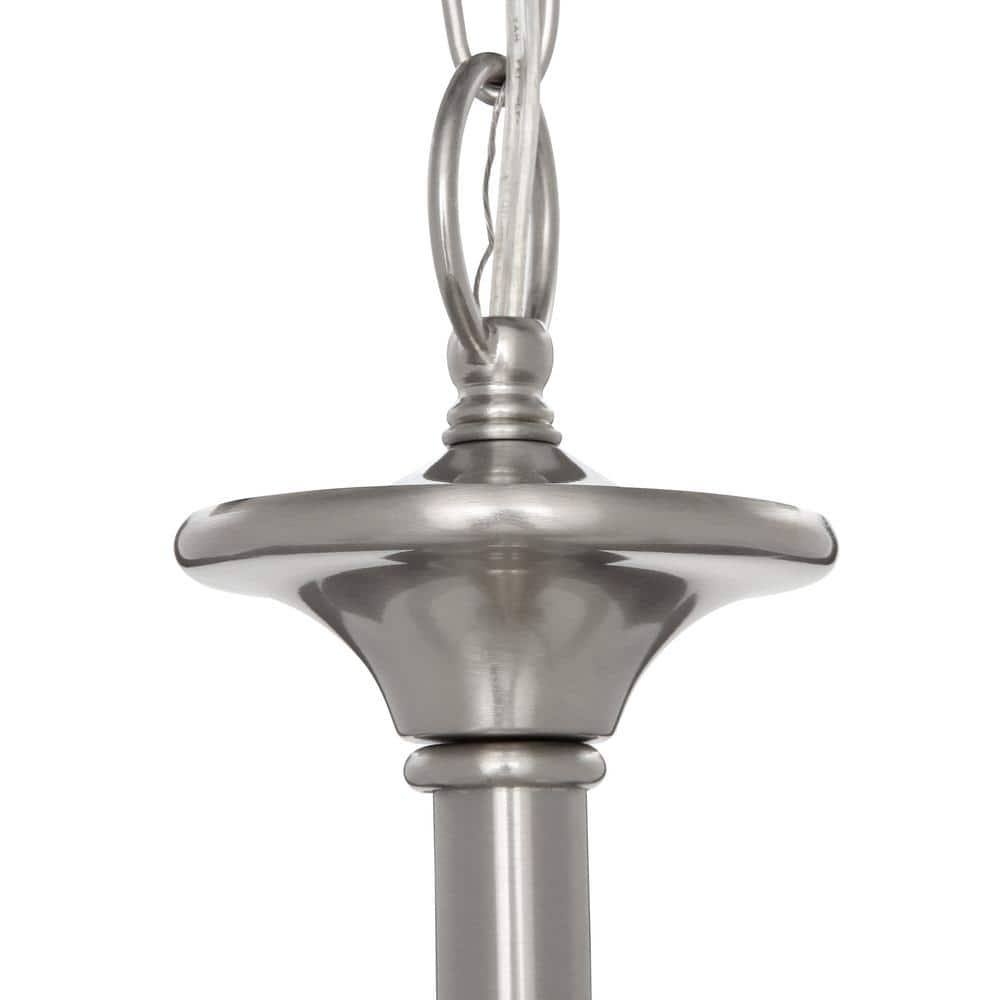 Brushed Nickel 3-Light Pendant with Off-White Linen Shade