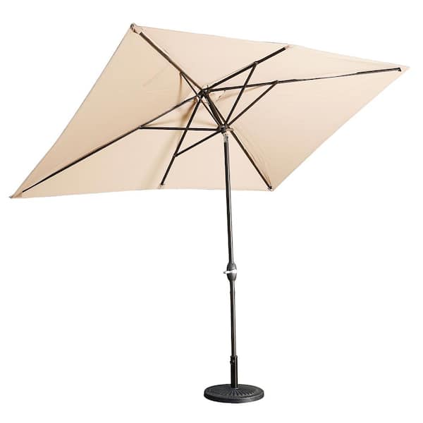 CASAINC 10 ft. Aluminum Rectanglar Market Patio Umbrella in Beige