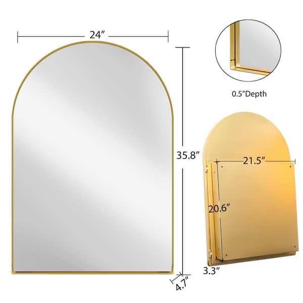 Flynama 24.00 in. W x 35.80 in. D x 4.70 in. H Wall Ready to Assemble Cabinet with Mirror in Gold