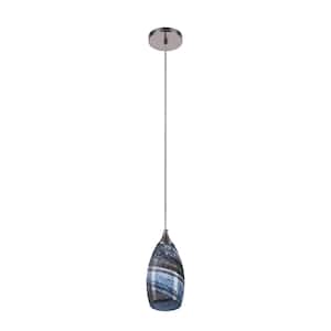4.9 in. 1-Light Island Adjustable Ceiling Pendant Light with Handcrafted Blown Art Glass Shade