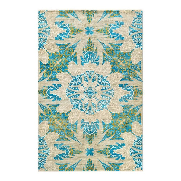 Eclectic Light Gray 5 ft. x 8 ft. Floral Wool Indoor Area Rug