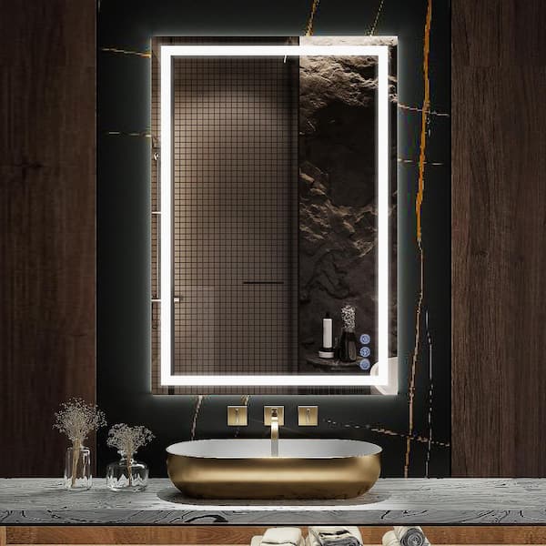 XRAMFY 26 in. W x 37.8 in. H LED Frameless Bathroom Vanity Mirror Wall Mirror