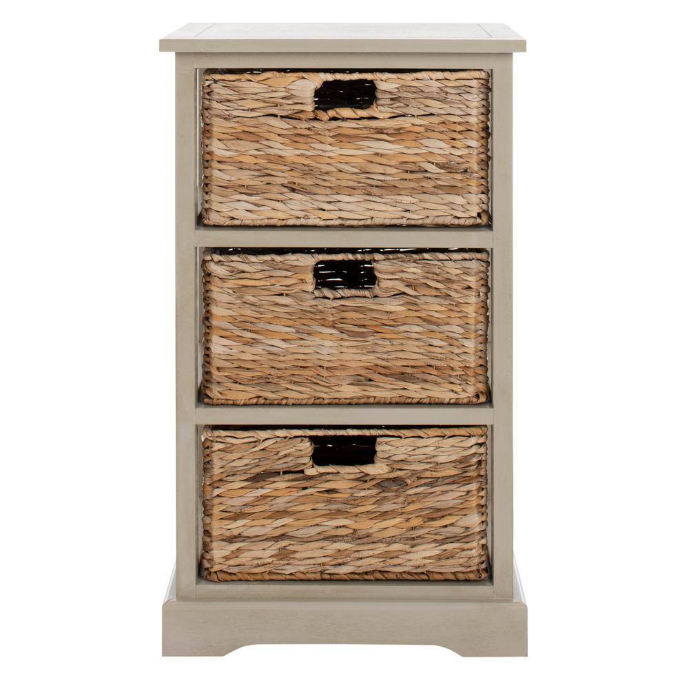 Safavieh Halle Solid 3 Wicker Basket Storage Side Table