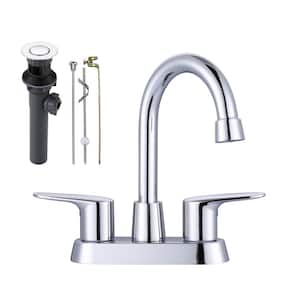 4 in. Center Set Double Handle High Arc Bathroom Faucet in Chrome