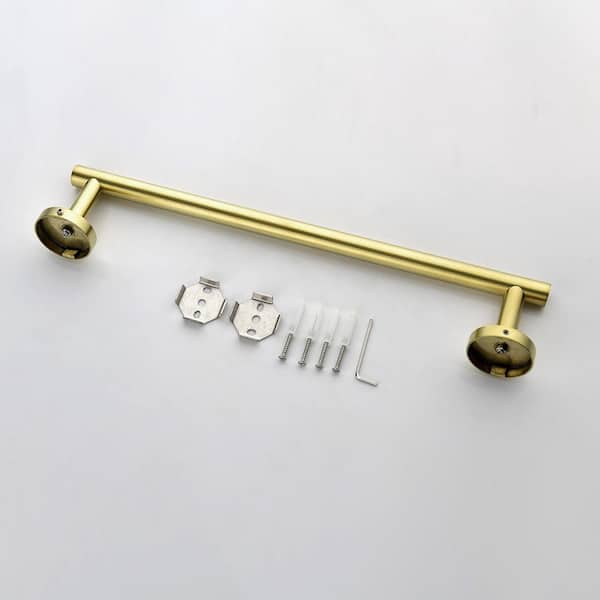 6-Piece Stainless Steel Bathroom Towel Rack Set with Mounting Hardware in Brushed Gold