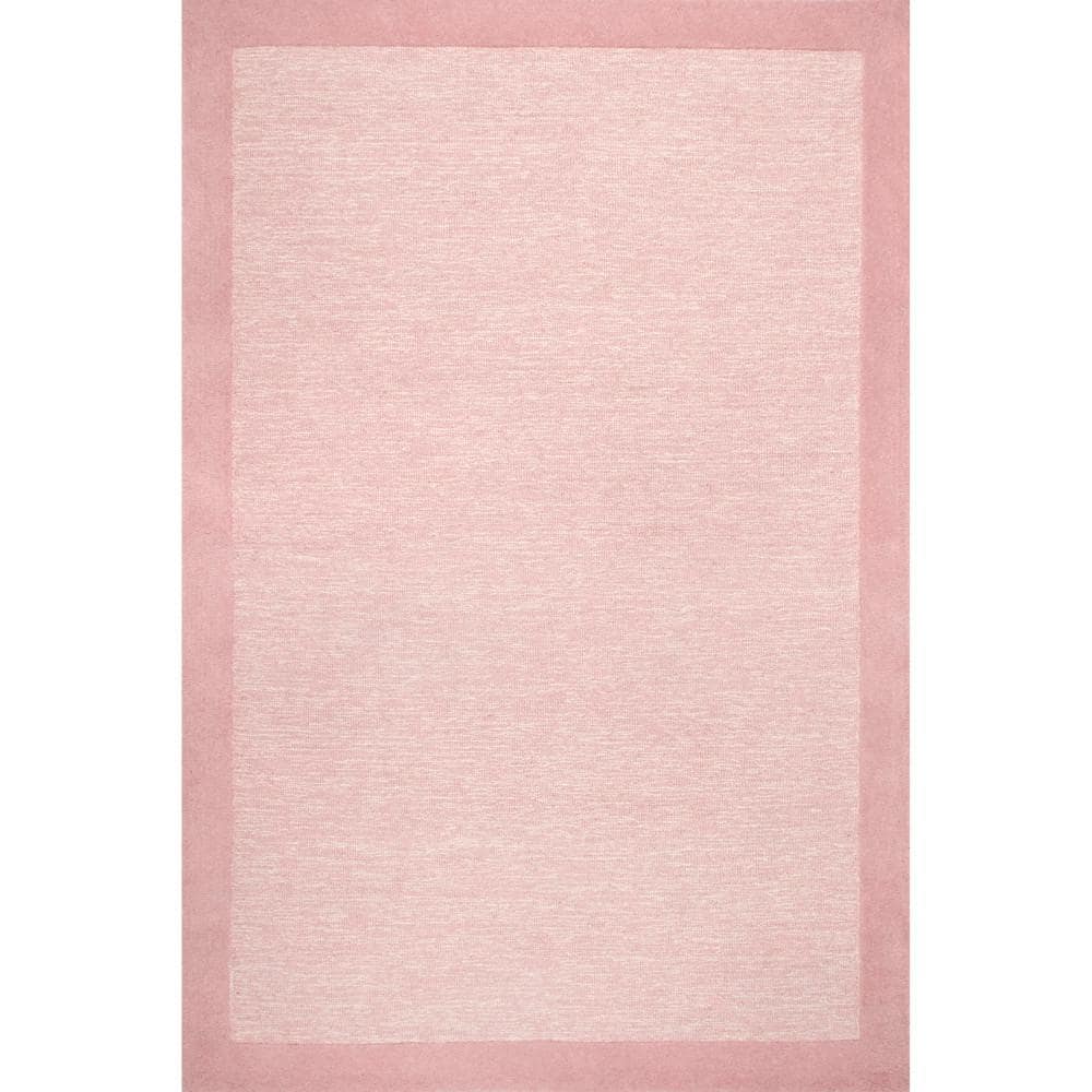 nuLOOM Marianne Handmade Wool Border Baby Pink 5 ft. x 8 ft. Area Rug ...