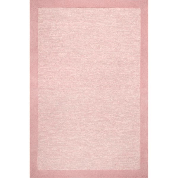 nuLOOM Marianne Handmade Wool Border Baby Pink 5 ft. x 8 ft. Area Rug
