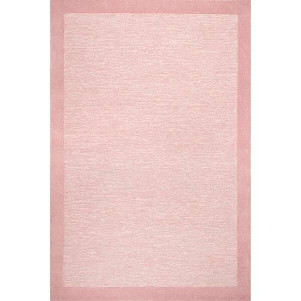 nuLOOM Marianne Handmade Wool Border Baby Pink 8 ft. x 10 ft. Area Rug