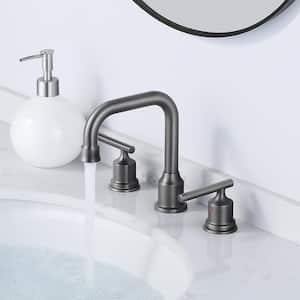 8 in. Widespread Double Handle High Arc Bathroom Faucet in Dark Grey