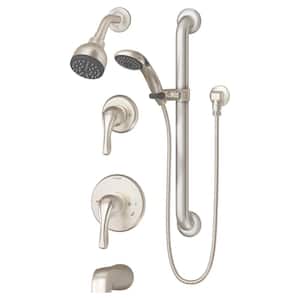 Origins 2-Handle Tub and 1-Spray Shower Trim with 1-Spray Hand Shower in Satin Nickel (Valve not Included)