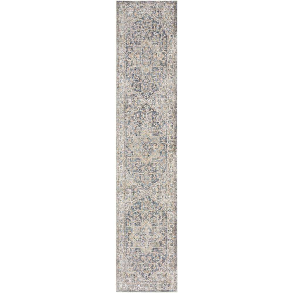 Astra Machine Washable Grey Blue 2 ft. x 12 ft. Distressed Traditional Runner Area Rug price history on PriceWatchPro