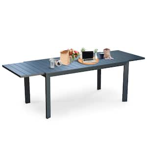 Outdoor 6-10 Person Aluminum Extendable Dining Table for Patio, Deck, Garden, Courtyard - Charcoal (Table Only)