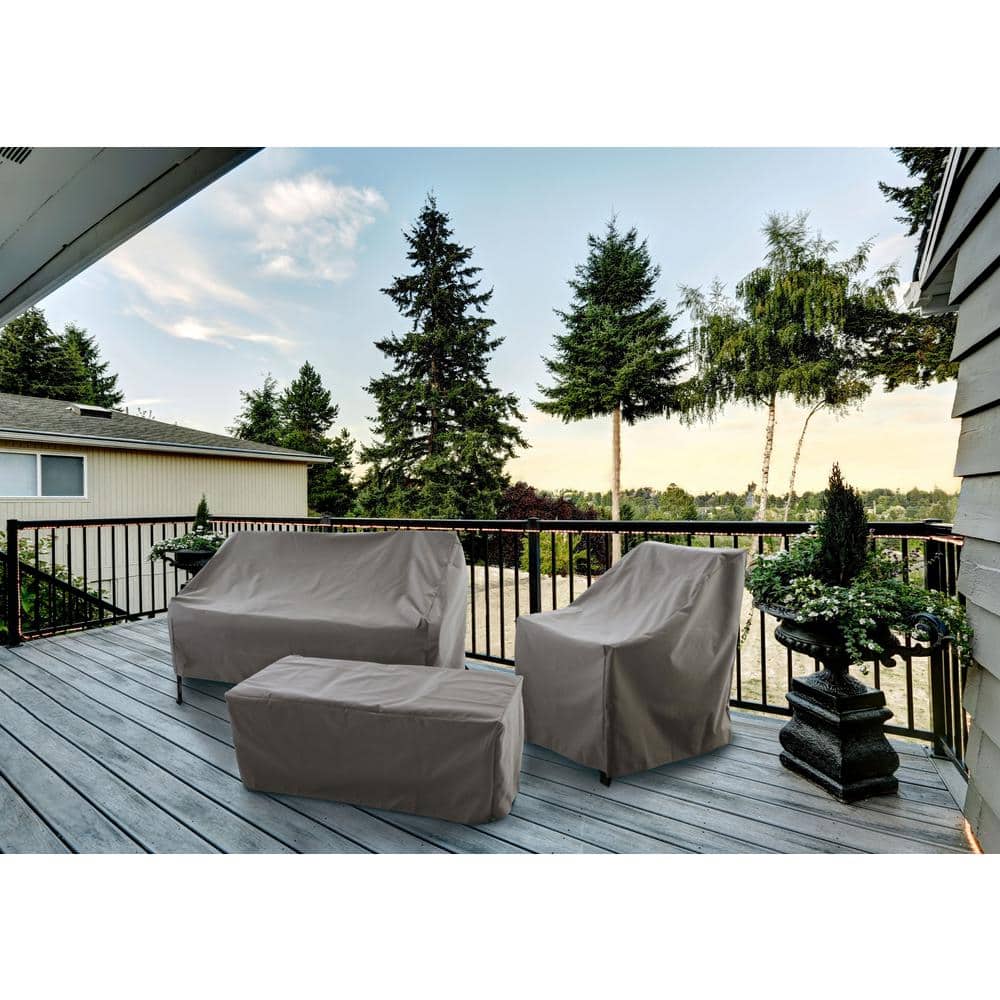 Beige High Back Patio Chair Covers, 27" x 27" x 49", Weather-Resistant