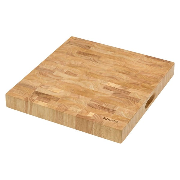 LedgeFit 17 in. x 16 in. x 2 in. Rectangular Thick End Grain French Oak Butcher Block Solid Wood Cutting Board