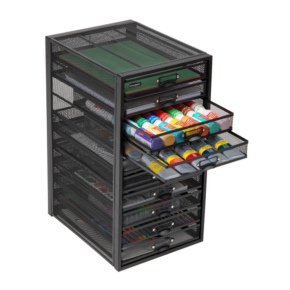 Black Wire Mesh 10-Drawer Moisture-Resistant File Storage Cabinet