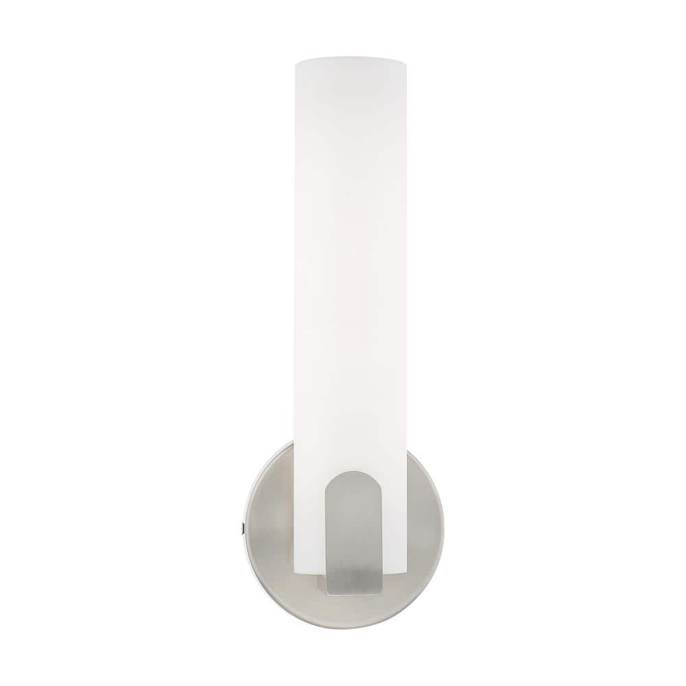 Lund 10W LED Brushed Nickel Wall Sconce with Satin White Shade