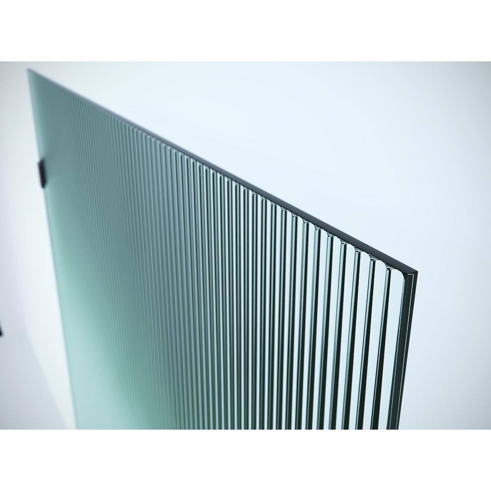 Gaia 30 in. x 78 in. Matte Black Fluted Glass Shower Panel