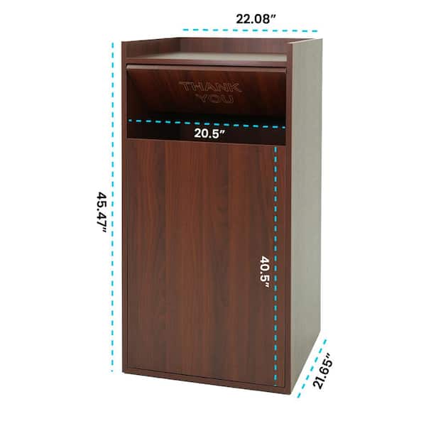 Alpine Industries 40 Gal. Mahogany Wood Tray Top Commercial Trash