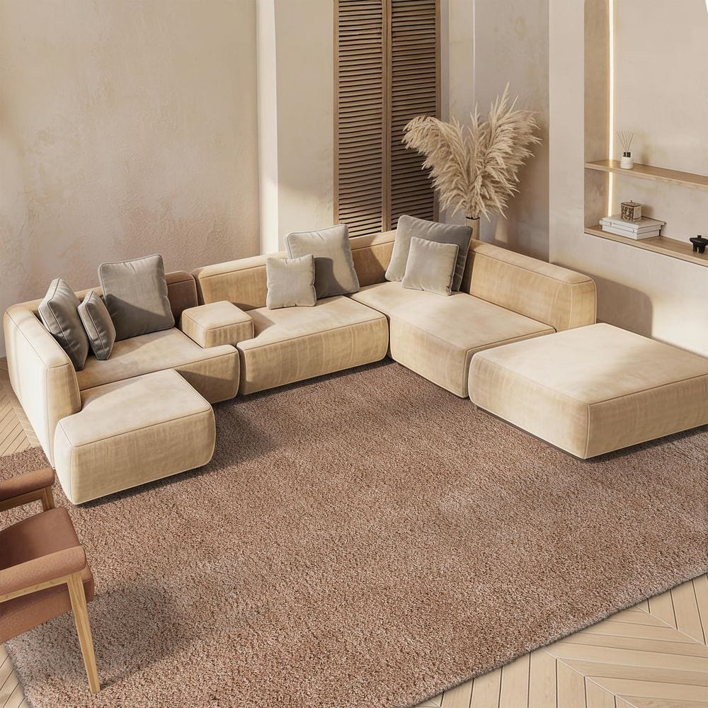 SAFAVIEH Milan Shag 11 ft. x 16 ft. Dark Beige Solid Flokati Area