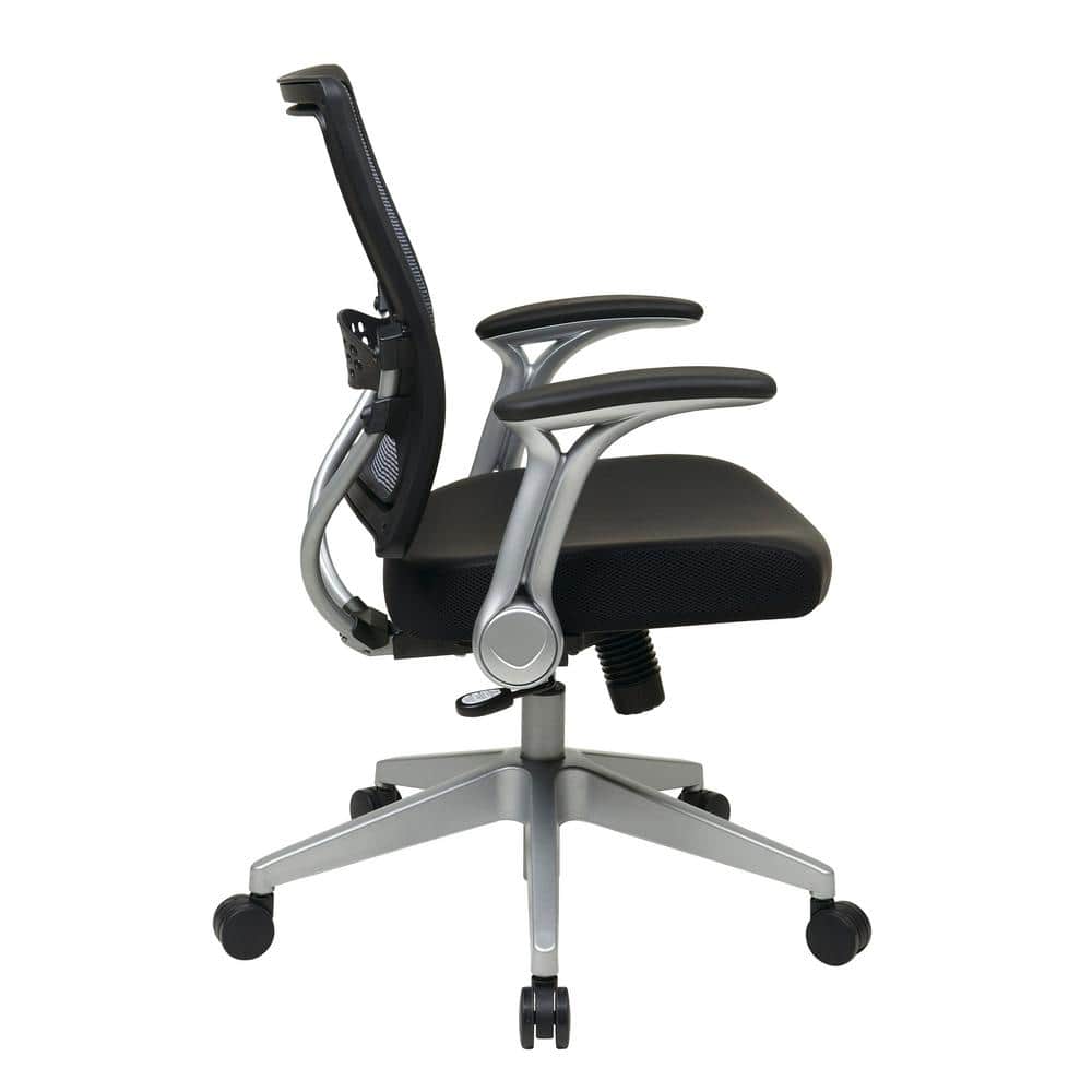 Black Executive Swivel Mesh and Leather Office Chair