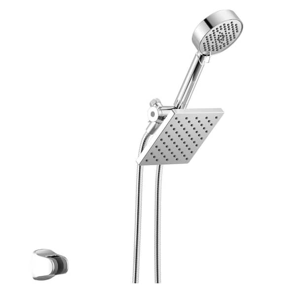 5-Spray Wall Mount Dual Fixed and Handheld Shower Head in Chrome