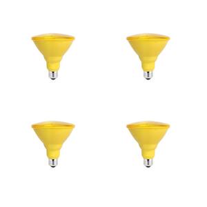 90-Watt Equivalent PAR38 Weatherproof Outdoor Landscape Yellow Color LED Flood Light Bulb (4-Pack)