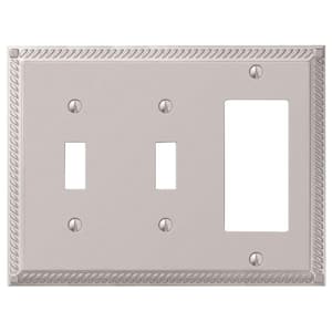 Georgian 3-Gang 2-Toggle/1-Decorator/1-Rocker Metal Wall Plate - Satin Nickel