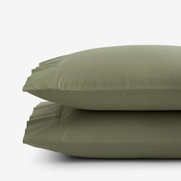 The Company Store Company Cotton Olive Green Cotton Percale King Pillowcase (Set of 2)