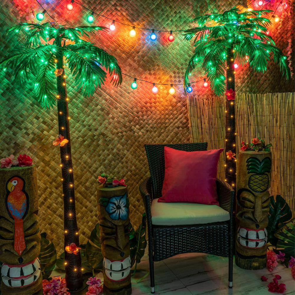 5' Green and White LED Lighted Outdoor Christmas Palm Tree