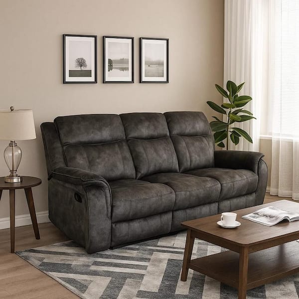 Benjara Qox 98.0 in. Pillow Top Arm Bonded Leather Modern L-Shaped