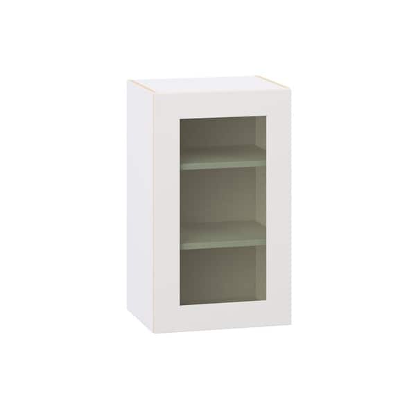J COLLECTION Roseland 18 in. W x 14 in. D x 30 in. H Assembled Shaker Glass Door Specialty Wall Kitchen Cabinet in Warm White