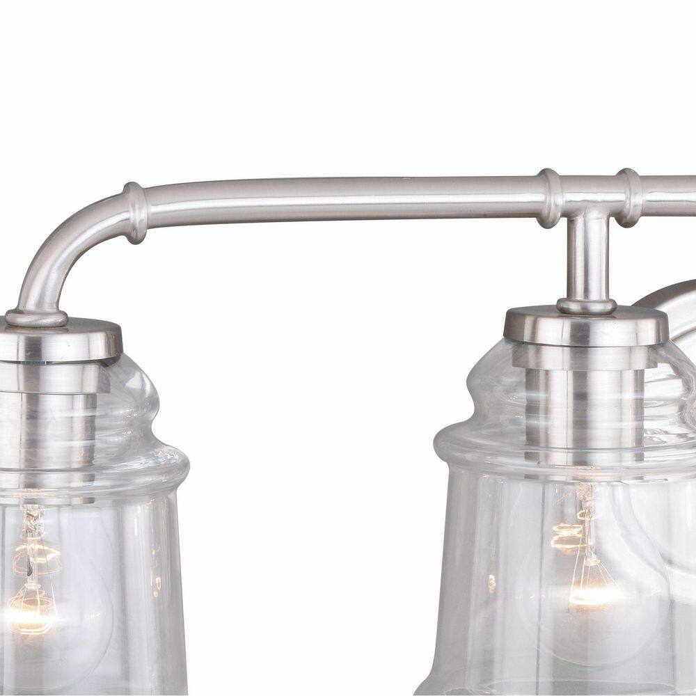 Toledo 30.5" Satin Nickel Industrial Vanity Light with Clear Glass Shades