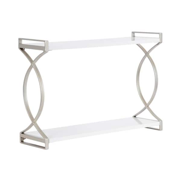 Arietta 24 in. W x 7 in. D Silver/White Composite Decorative Wall Shelf