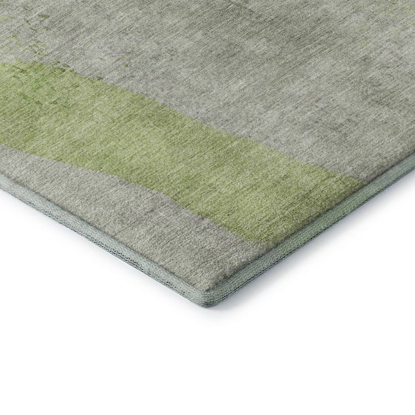 Mayfield Premium Machine Washable Abstract AMF1986 Aloe 9 ft. x 12 ft. Area Rug