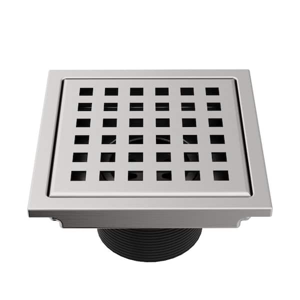 Elan 4 in. Square Shower Drain in Brushed Nickel