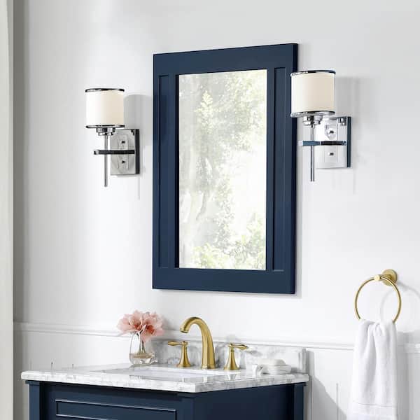 Home Decorators Collection Aberdeen 24 In X 32 Framed Wall Mount Mirror Midnight Blue Smr Mb - Home Decorators Collection Aberdeen 24