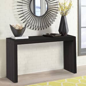 58 in. Black Standard Rectangle Wood Console Table