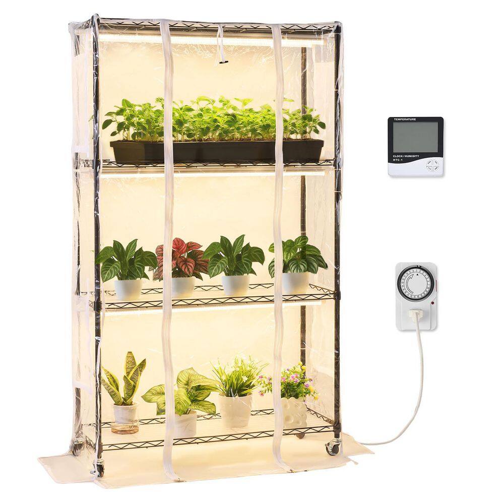 Indoor Greenhouse with Grow Light, 59 in. Tall 4-Tier Plant Stand with Clear Cover, 180W Full Spectrum Grow Lights price history on PriceWatchPro