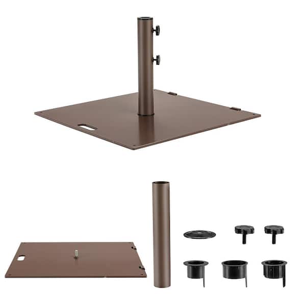 LIVIZA 24 in. Square Steel Patio Umbrella Base in Brown with Handle and Wheels