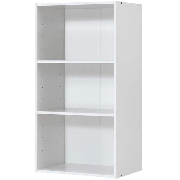 HONEY JOY 17 in. White MDF 3-Tier Storage Cabinet Multi-functional Display Open shelf Bookcase